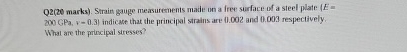 Q 2 ( 2 0 marks ) . Strait gauge measurements