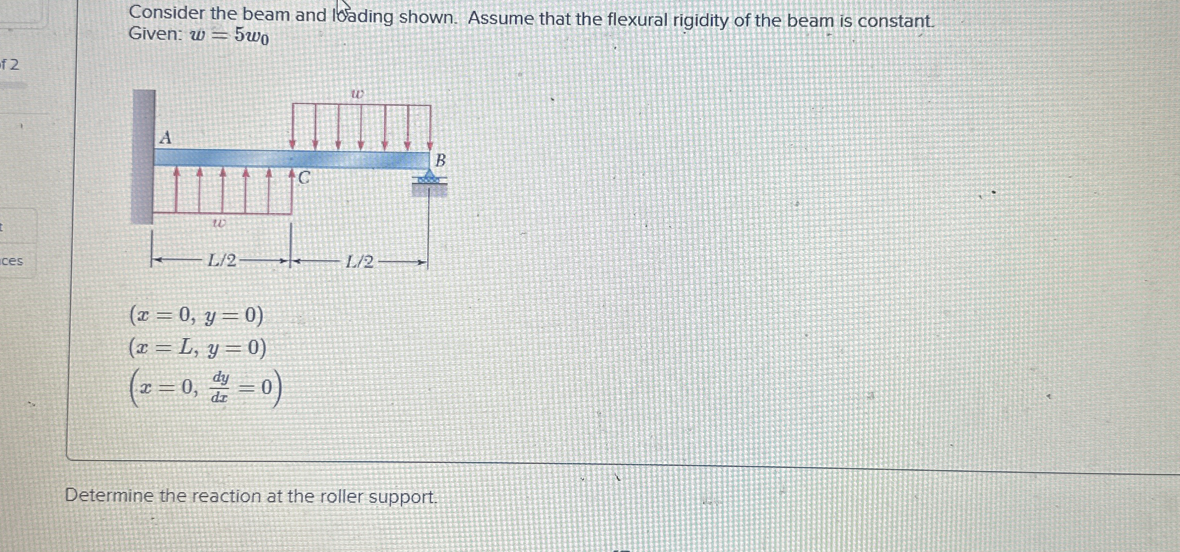 Consider the beam and 1 0 ading shown. Assume