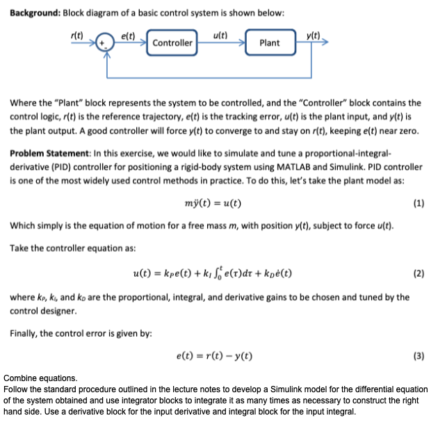 MATLAB Block diagram of a basic control system