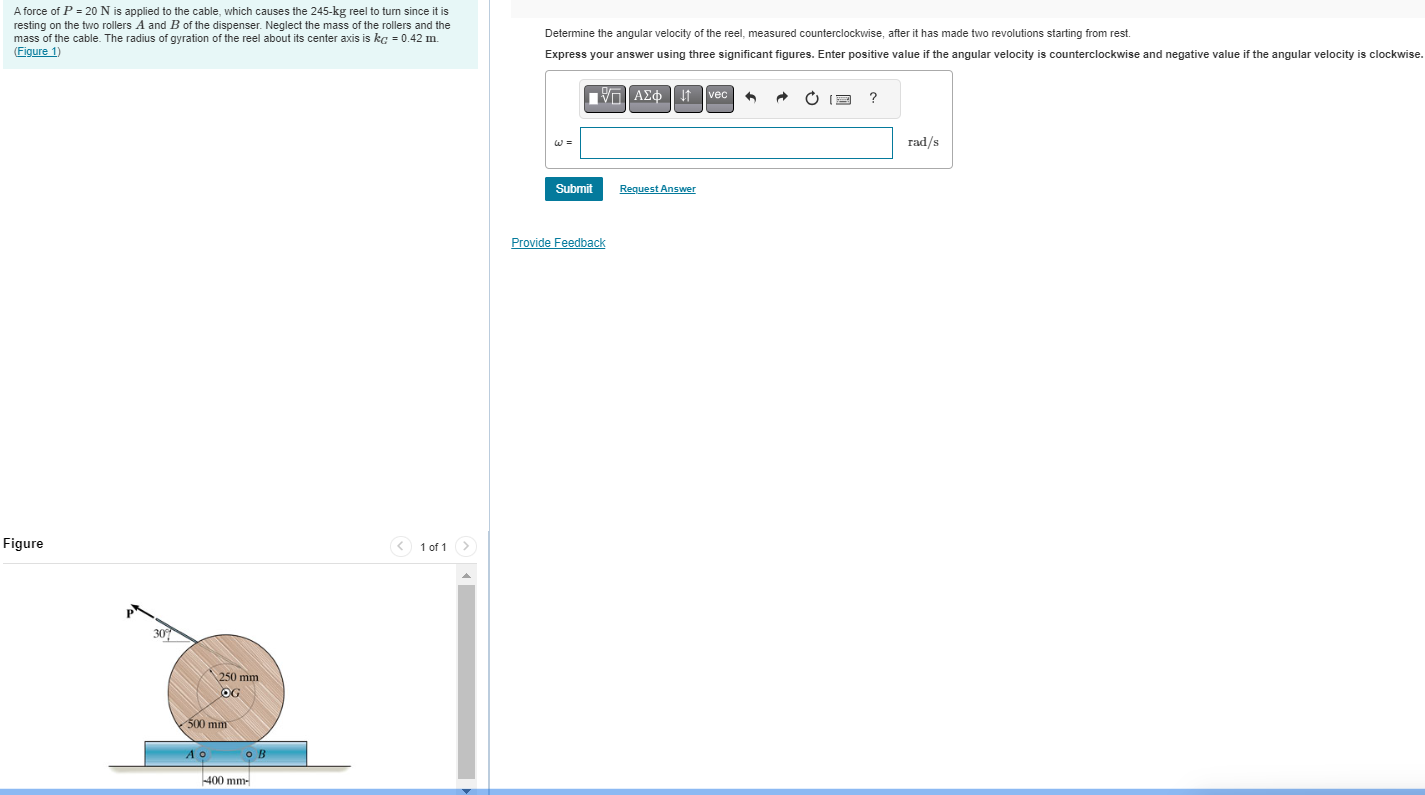 Determine the angular velocity of the reel,