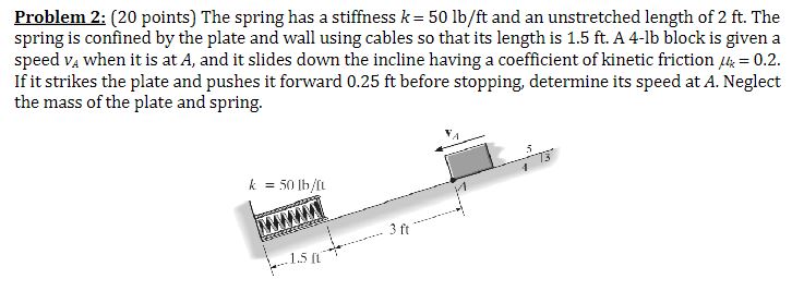 Problem 2 : ( 2 0 points ) The spring has a