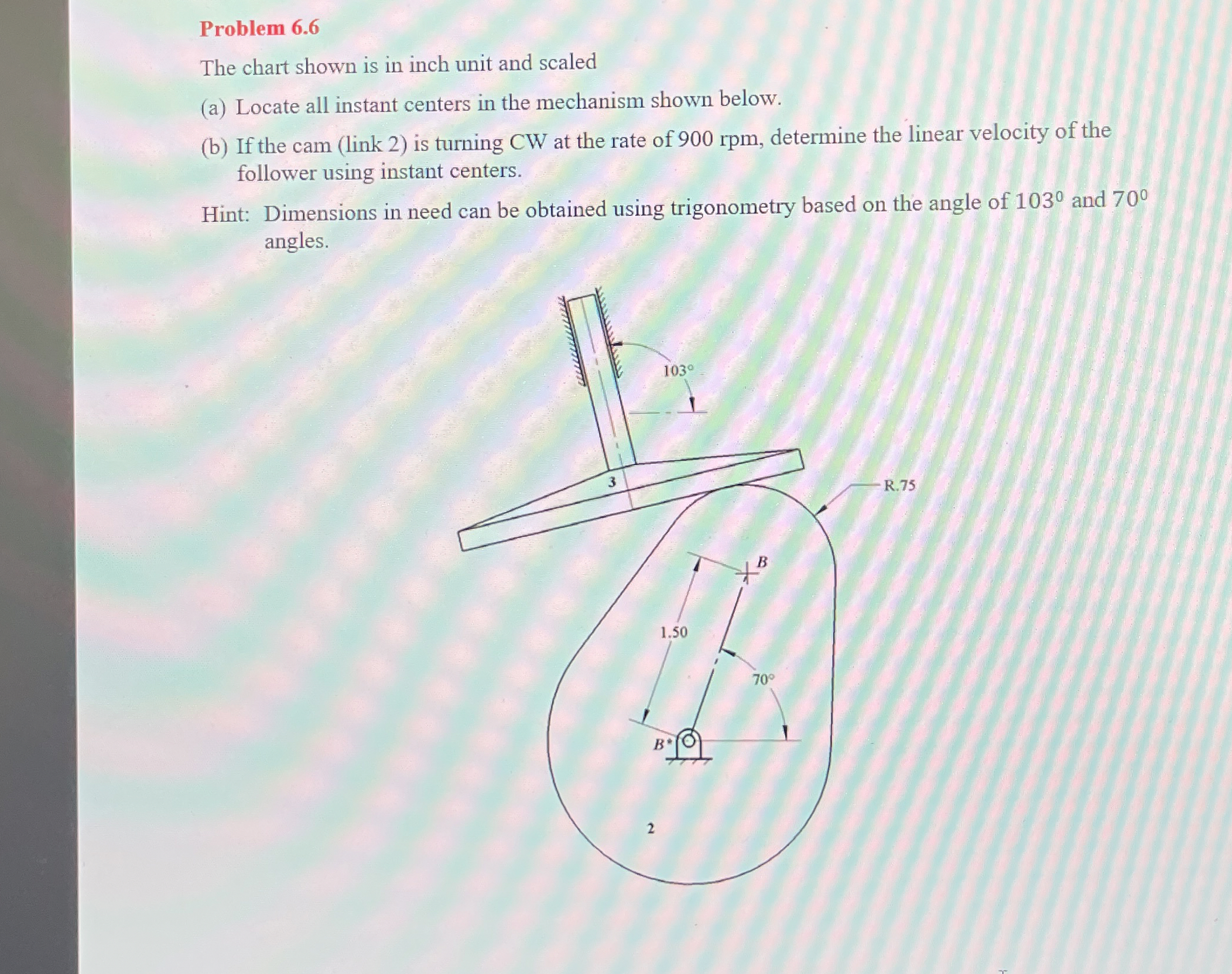 Problem 6 . 5 The chart shown is in inch unit and