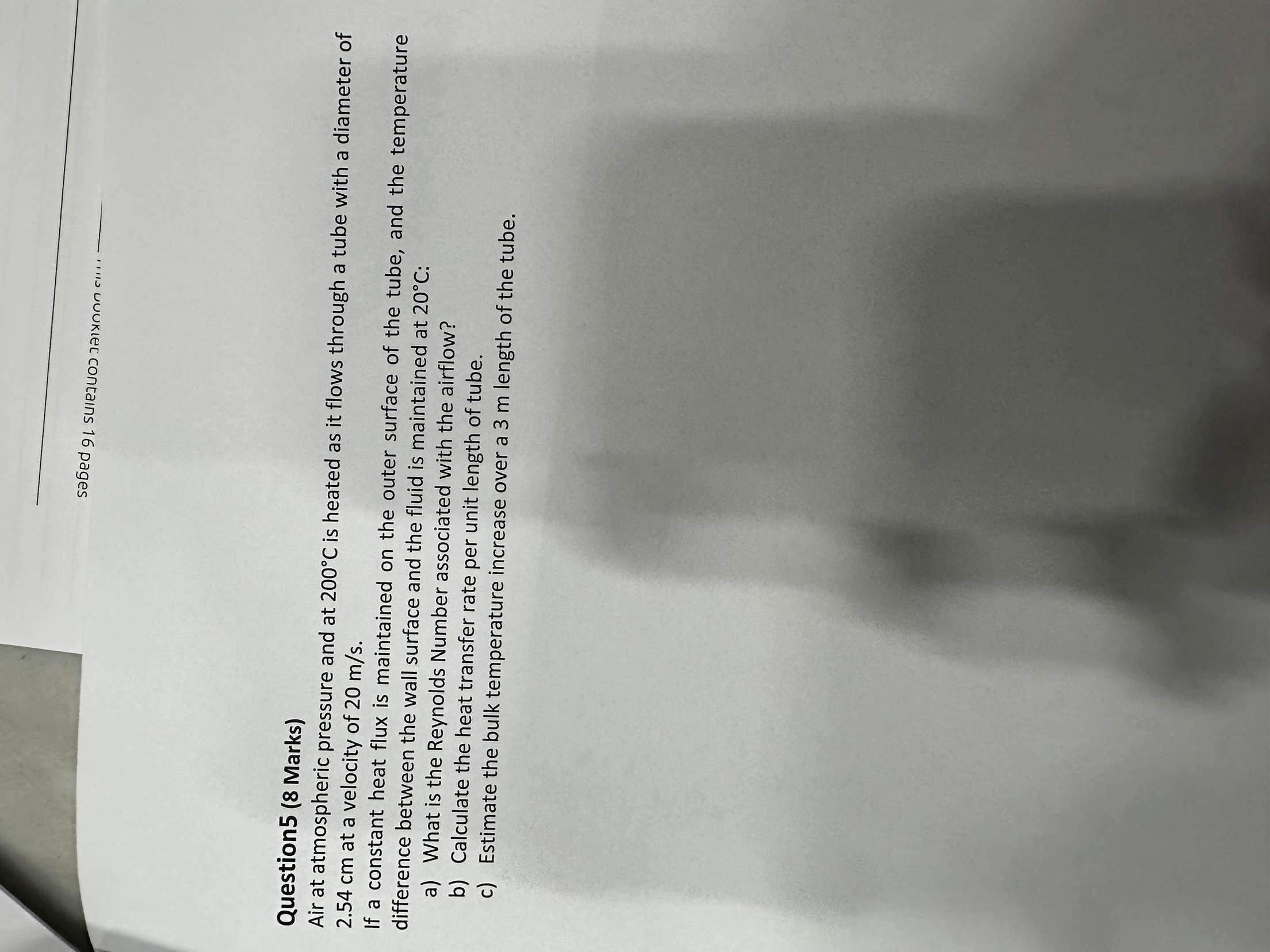 Question 5 ( 8 Marks ) Air at atmospheric