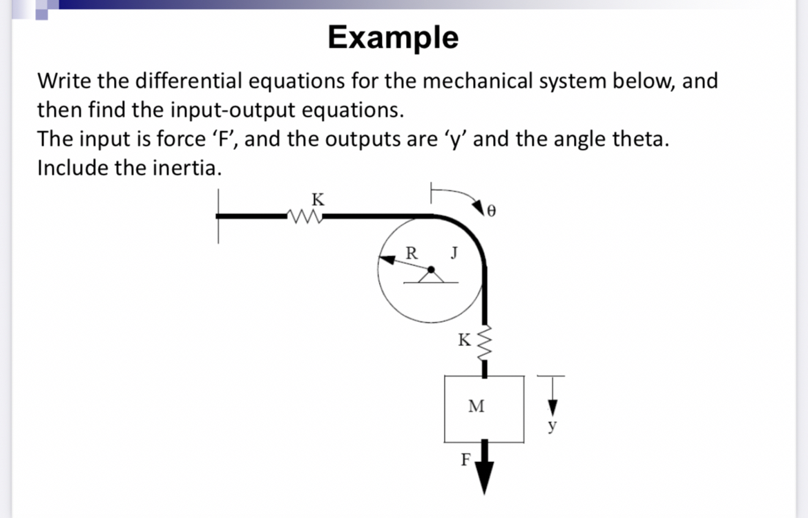 Example Write the differential equations for the