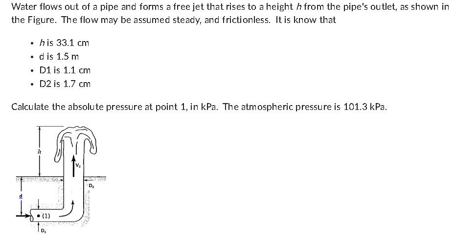 Calculate the absolute pressure at point 1 , in