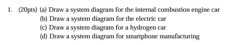 1 . ( 2 0 pts ) ( a ) Draw a system diagram for