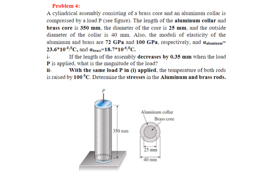 Problem 4 : A cylindrical assembly consisting of