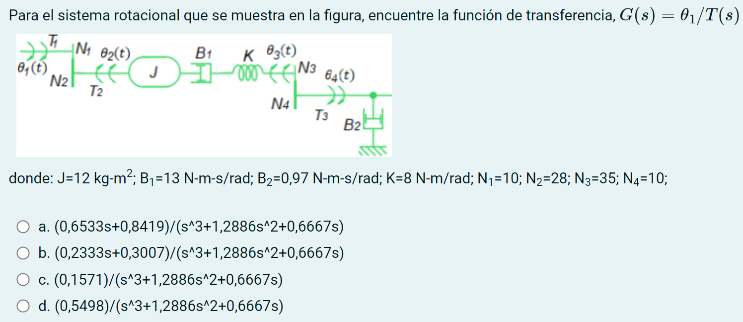 For the rotational system shown in the figure,