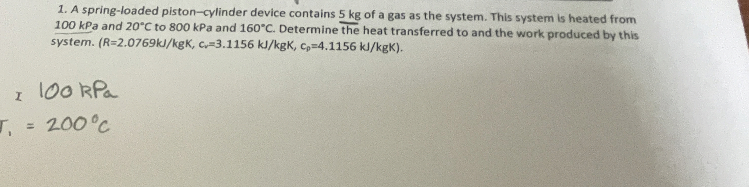 A spring - loaded piston - cylinder device