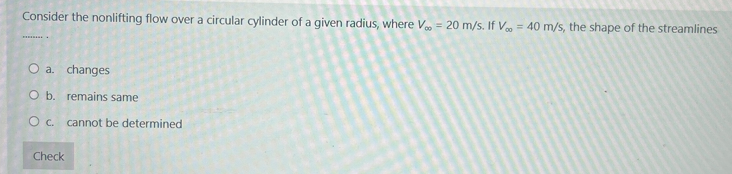 Consider the nonlifting flow over a circular