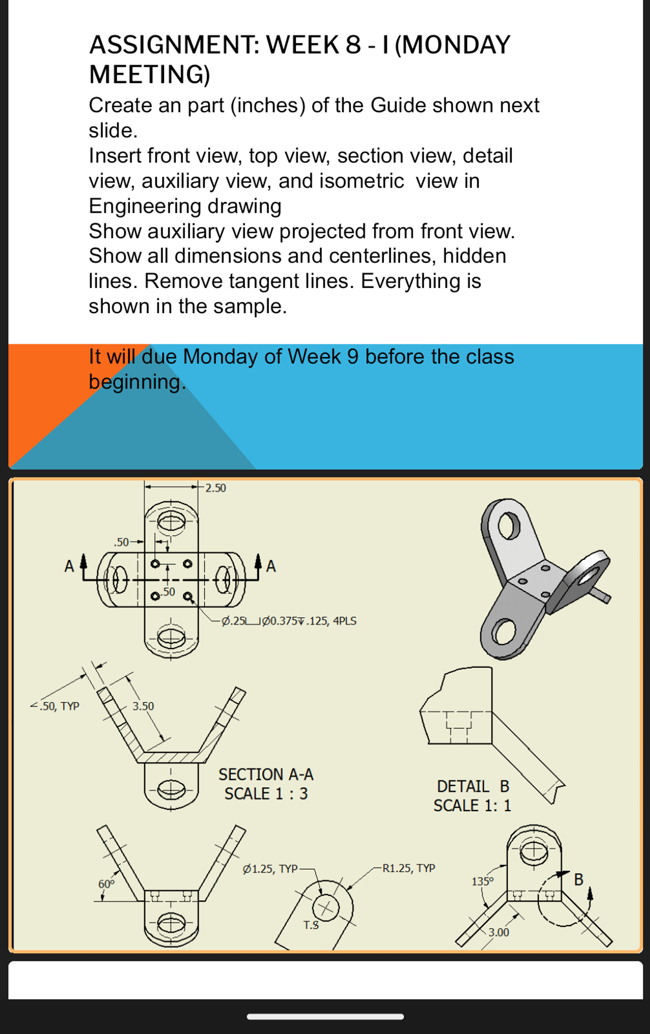 ASSIGNMENT: solid works Create an part ( inches )