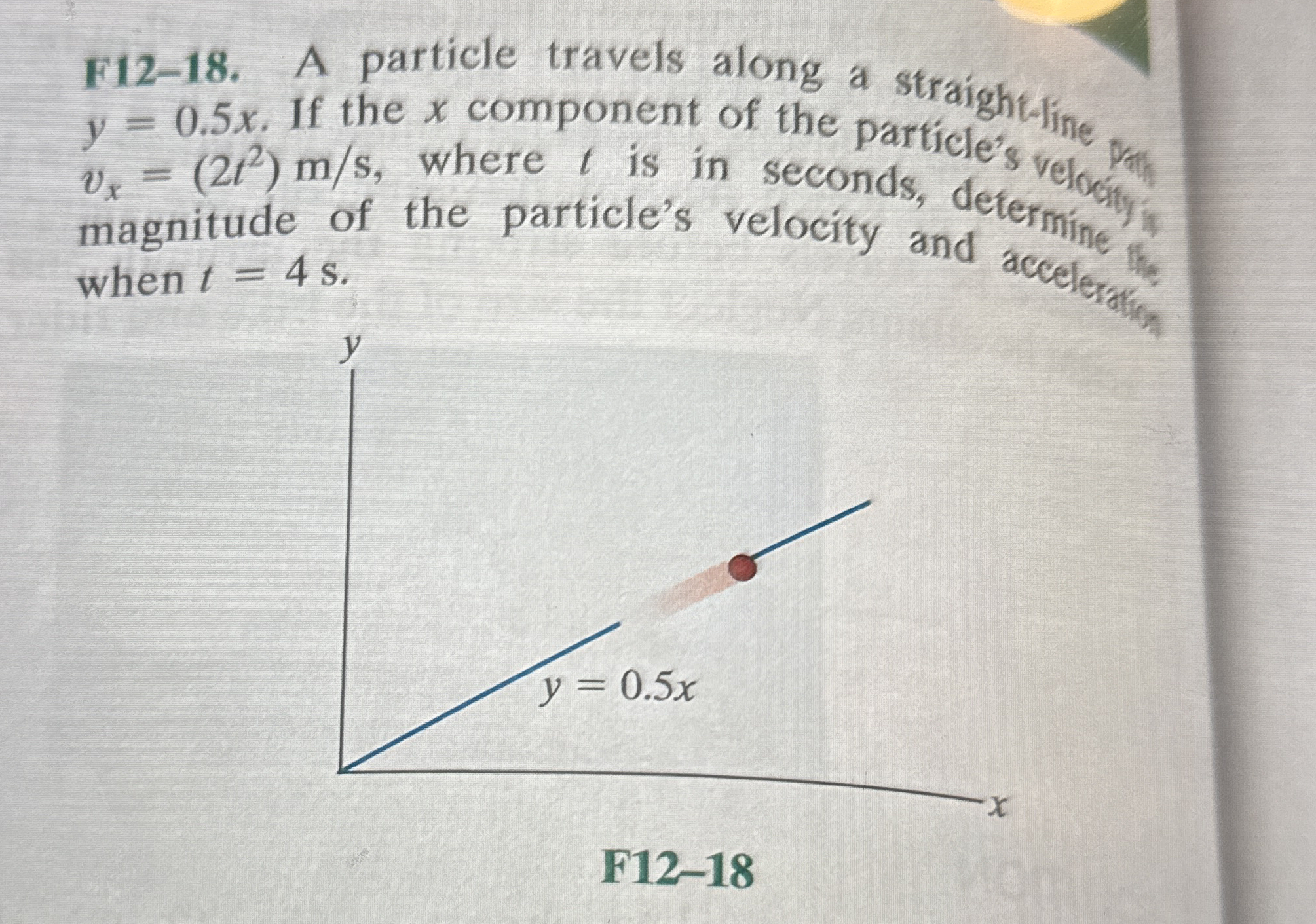 F 1 2 - 1 8 . A particle travels along a straight
