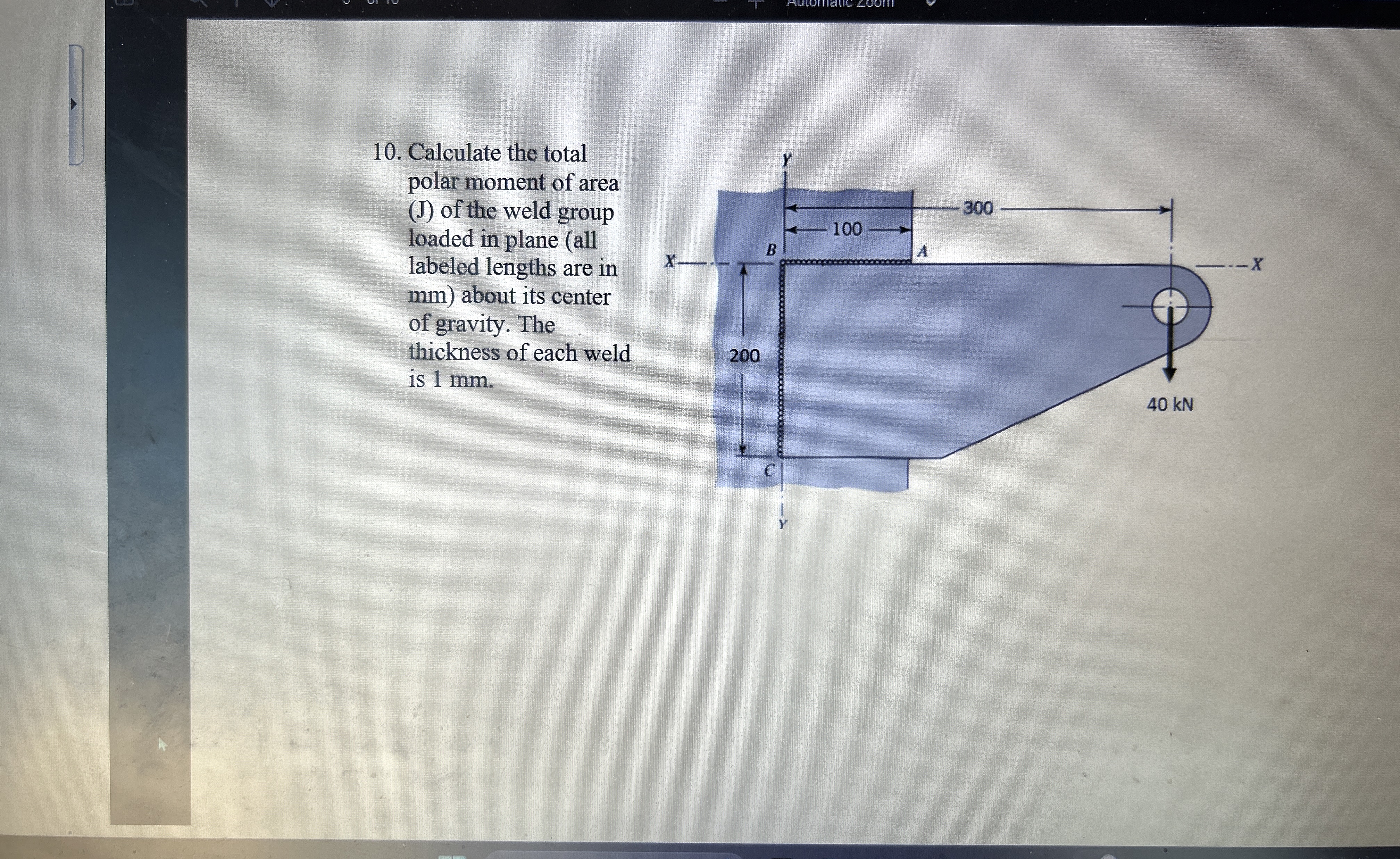 How do I find the total J for the welds BA and BC