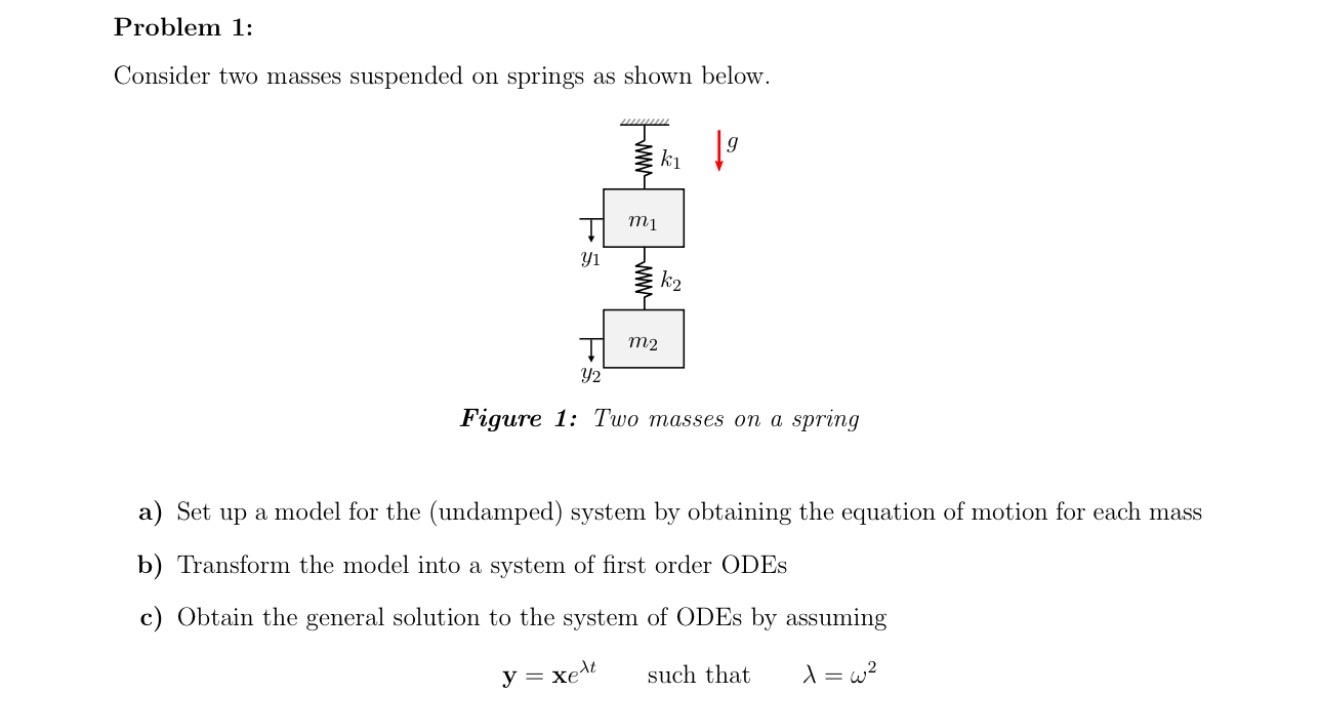 Problem 1 : Consider two masses suspended on