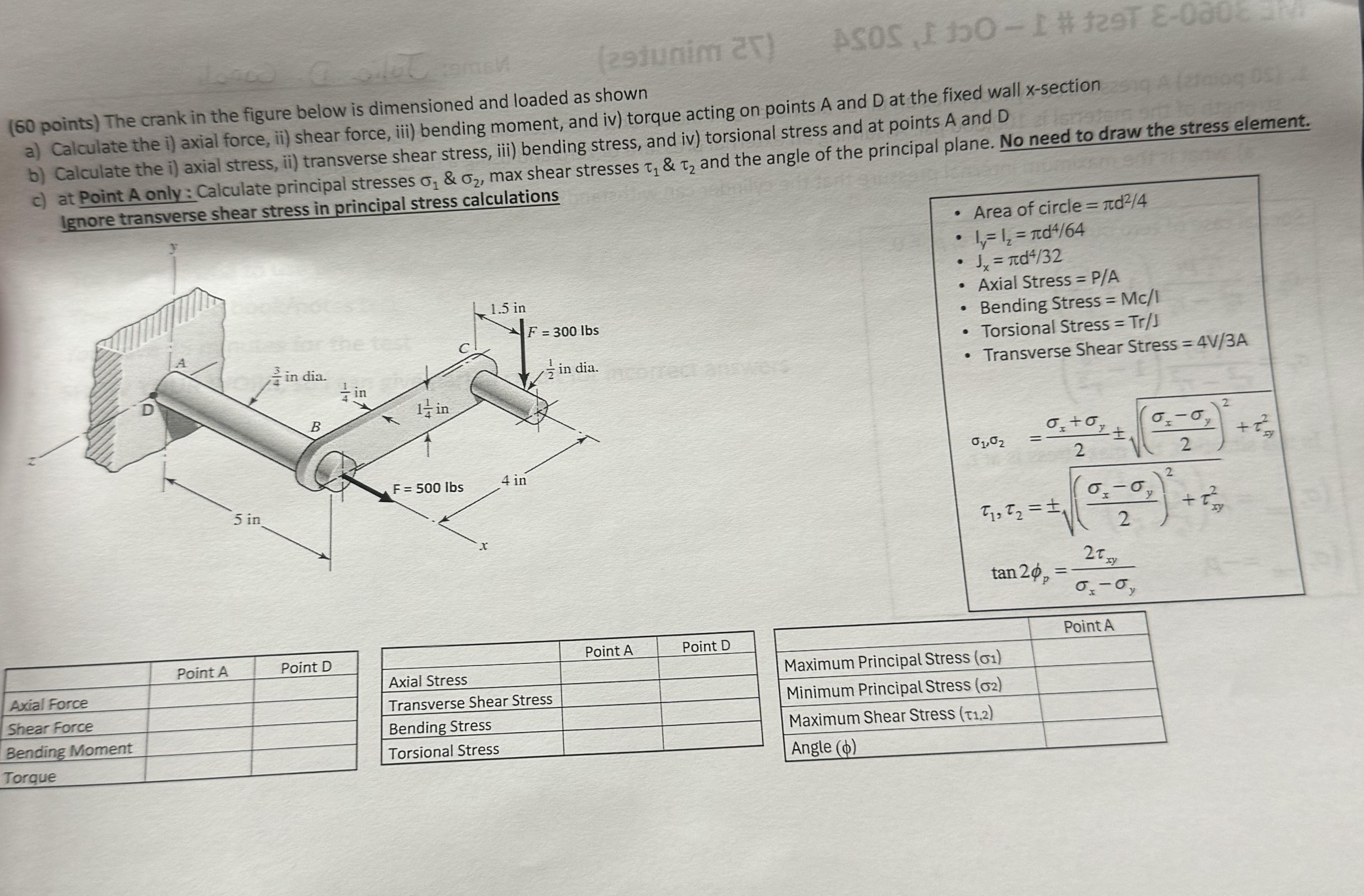 ( 6 0 points ) The crank in the figure below is