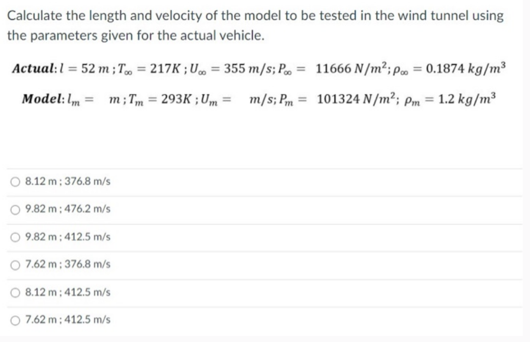 Calculate the length and velocity of the model to