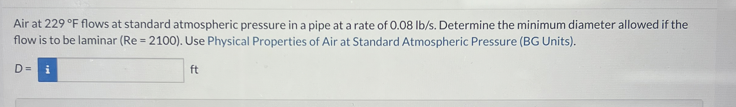 Air at 2 2 9 F flows at standard atmospheric
