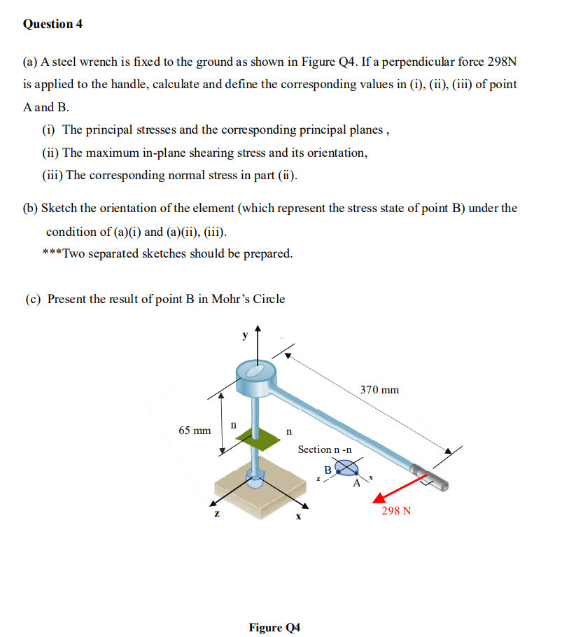 Question 4 ( a ) A steel wrench ( The radius of