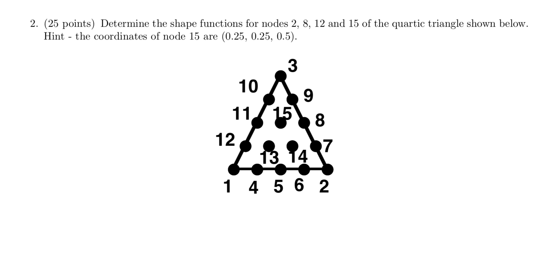( 2 5 points ) Determine the shape functions for