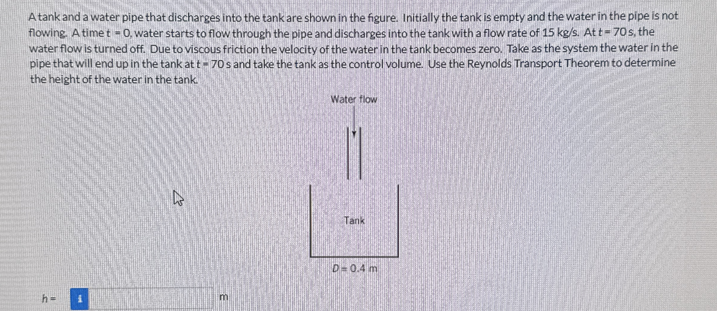 A tank and a water pipe that discharges into the