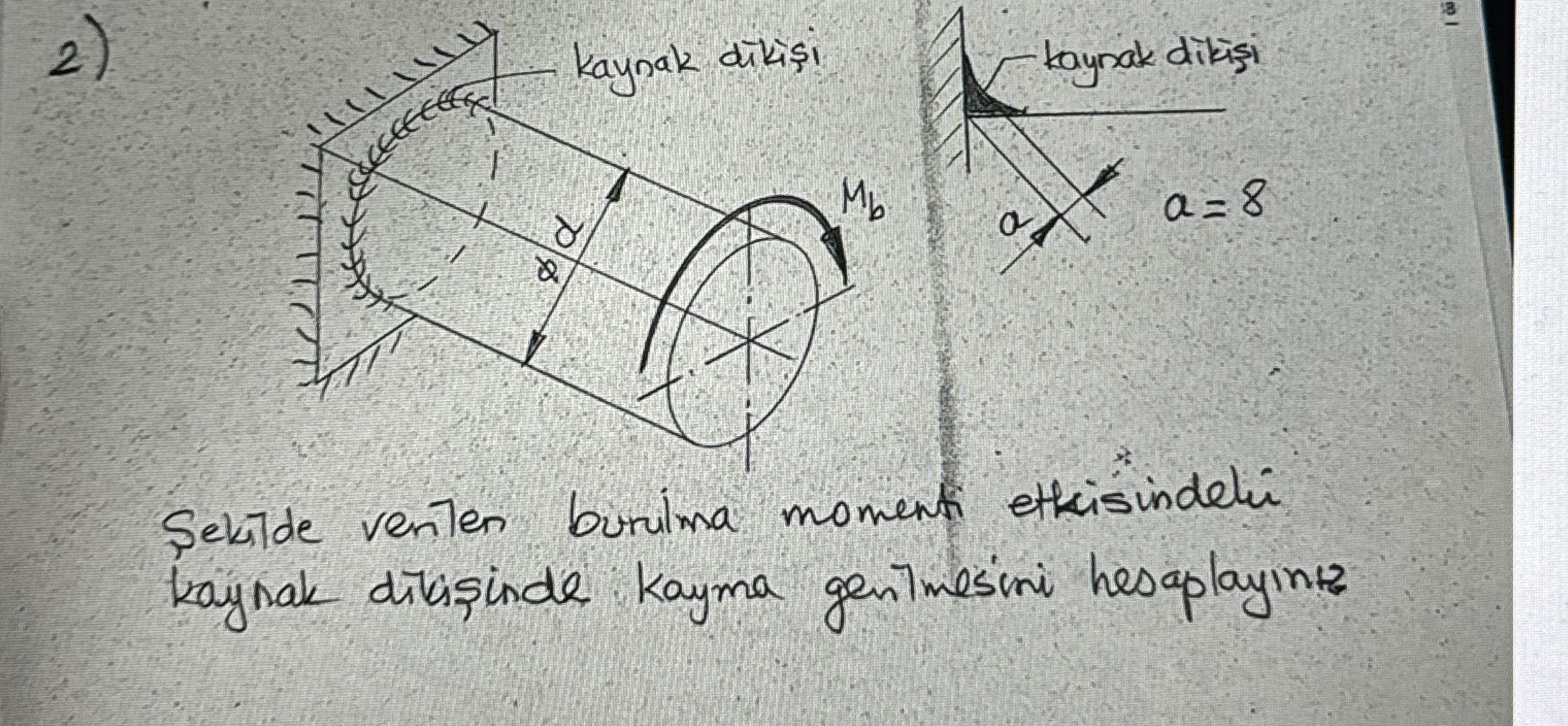 ekilde verilen burulma momenti etkisindeki kaynak