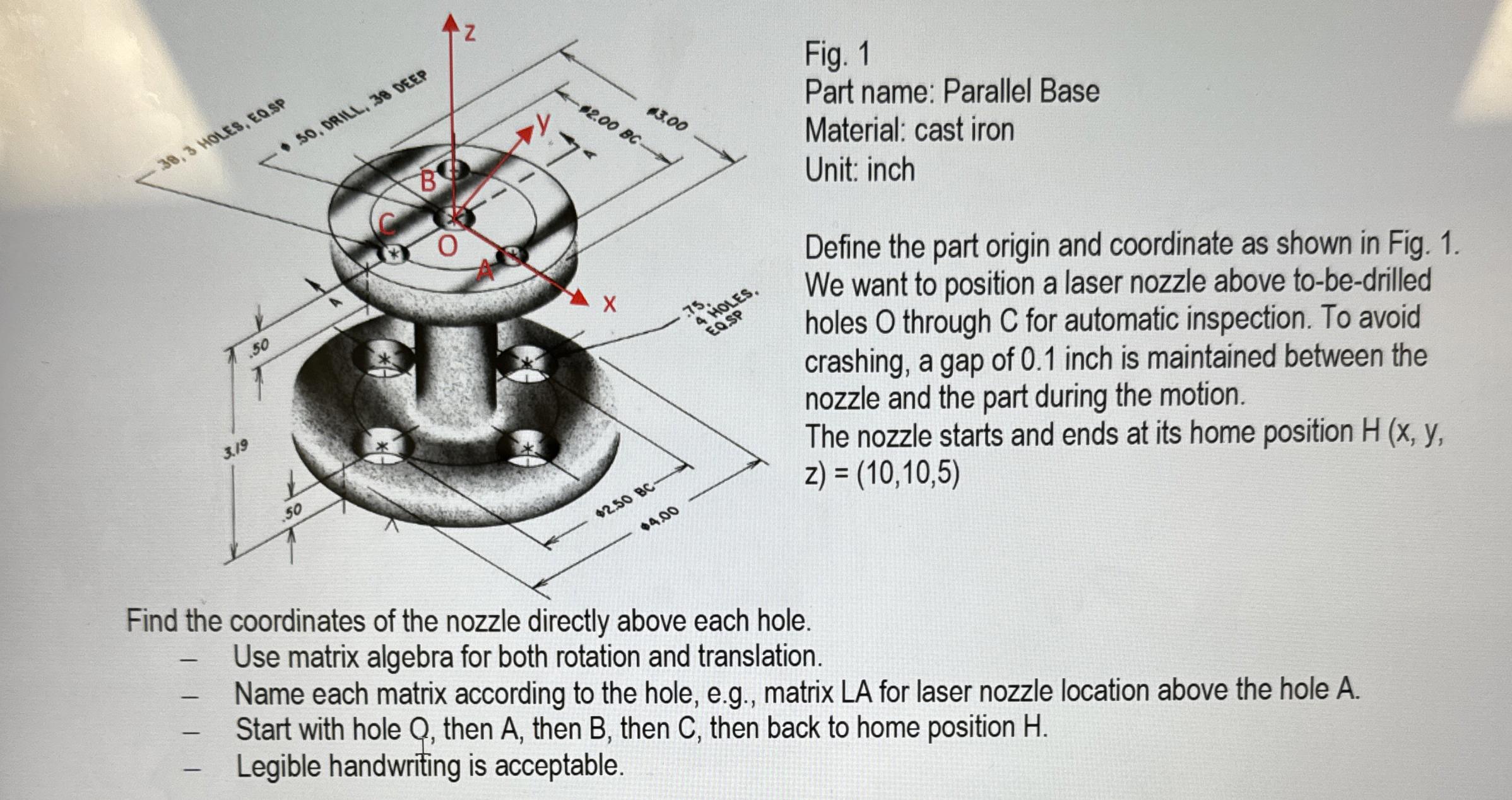 Fig. 1 Part name: Parallel Base Material: cast