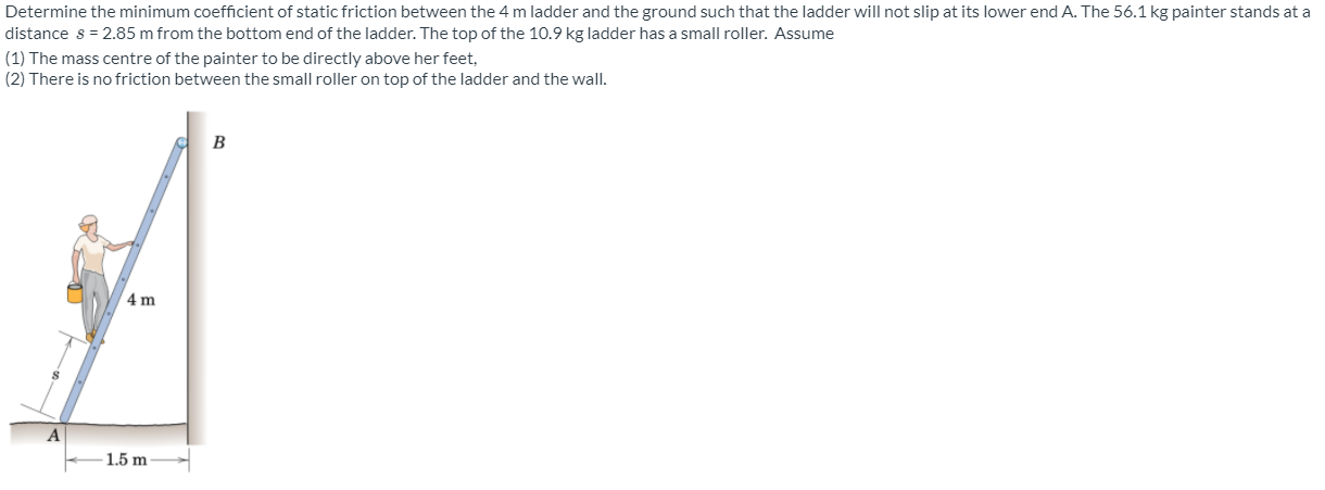 Determine the minimum coefficient of static