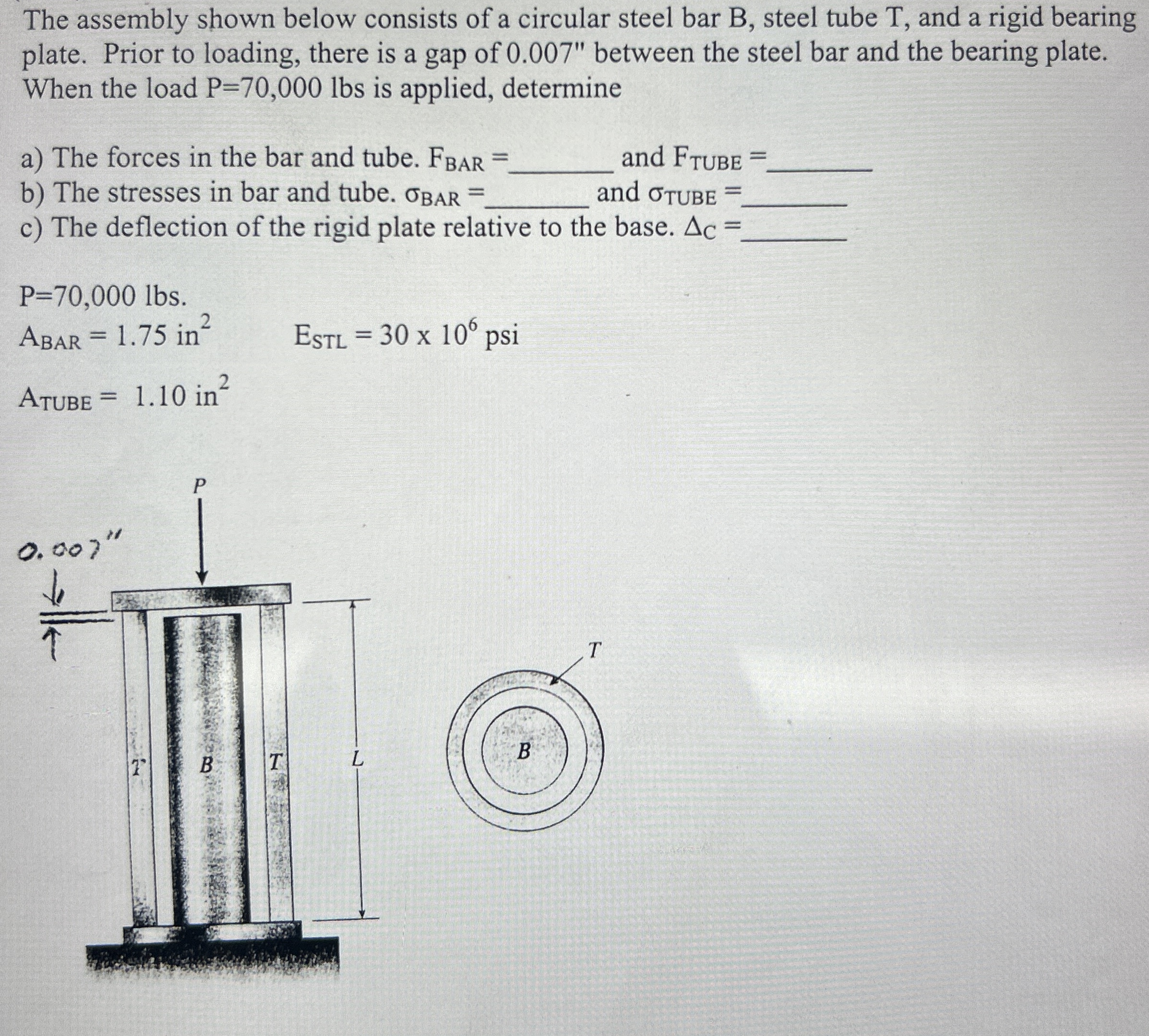 The assembly shown below consists of a circular