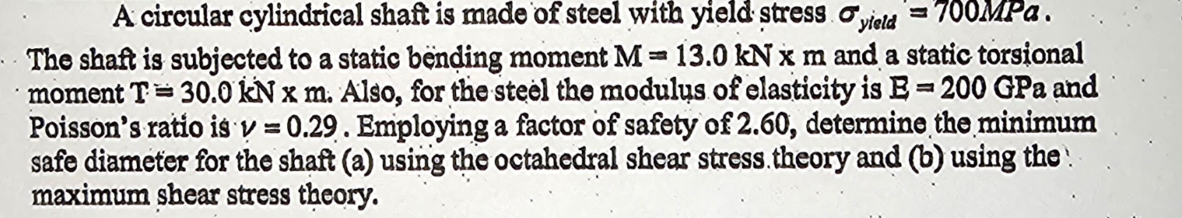 part A Please: ) A circular cylindrical shaft is