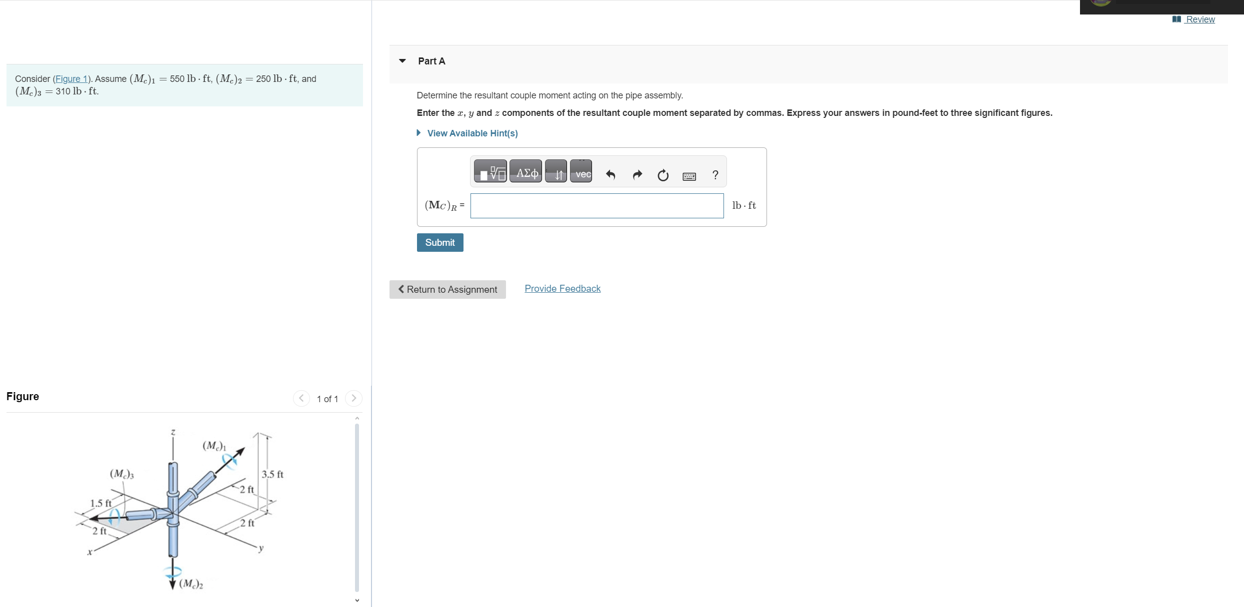 Consider ( Figure 1 ) . Assume ( M c ) 1 = 5 5 0