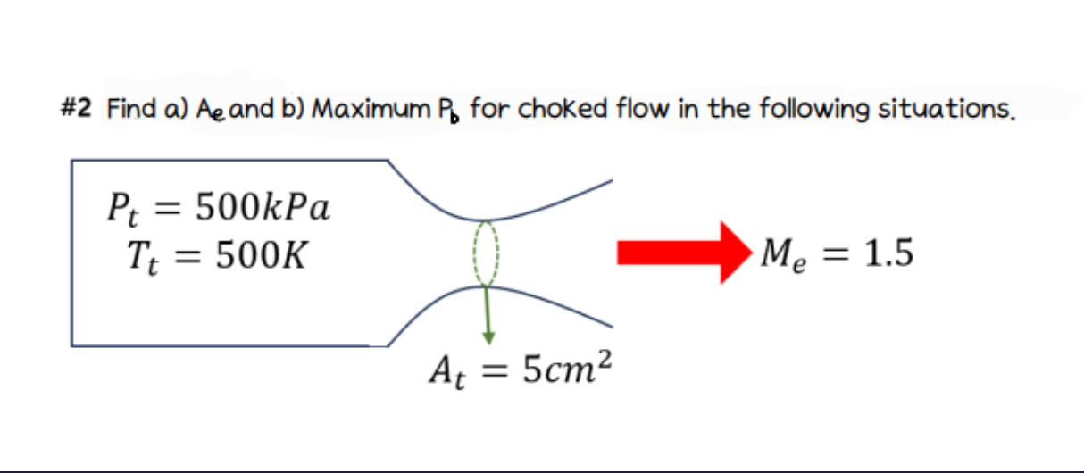 # 2 Find a ) A e and b ) Maximum P b for choked