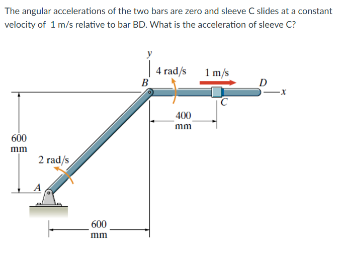 The angular accelerations of the two bars are