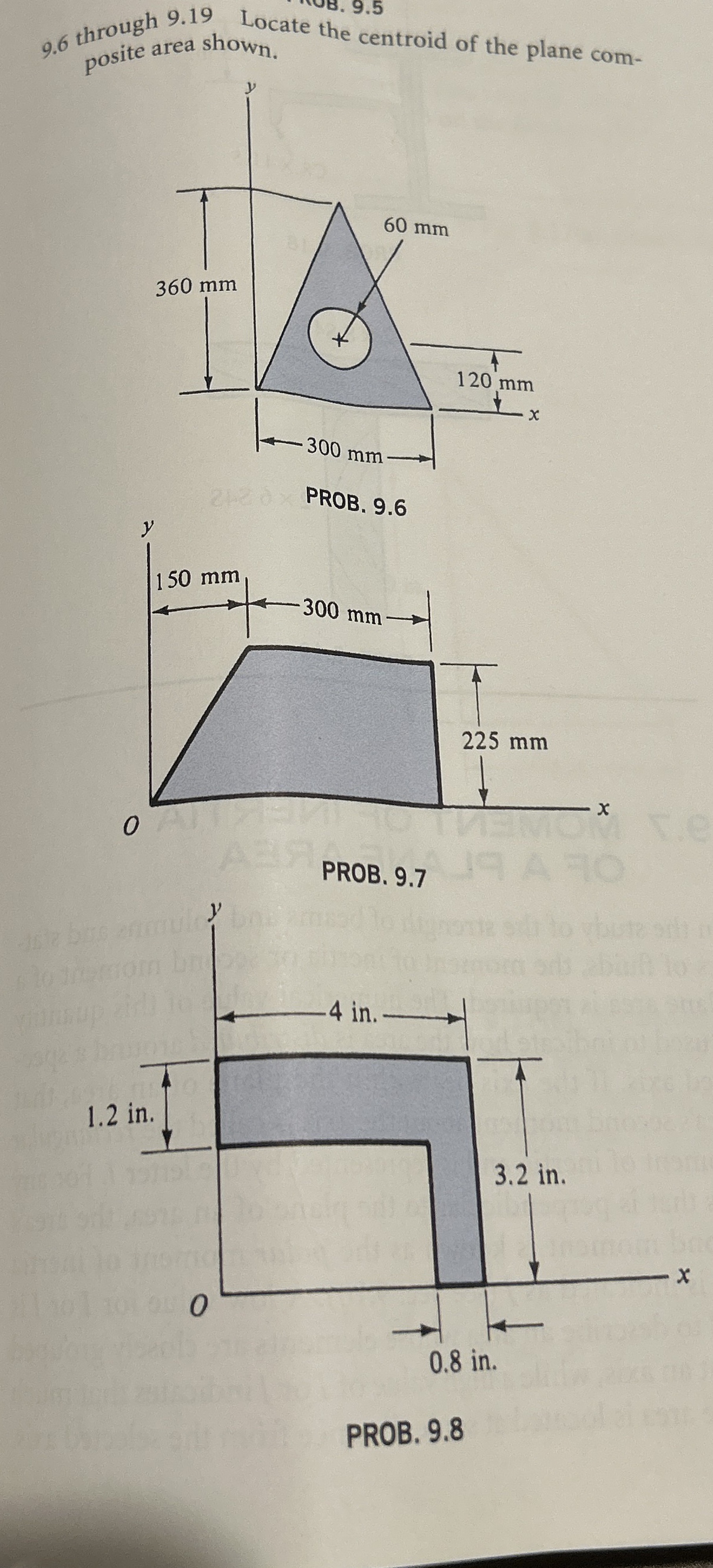 9 . 6 through 9 . 1 9 Locate the centroid of the