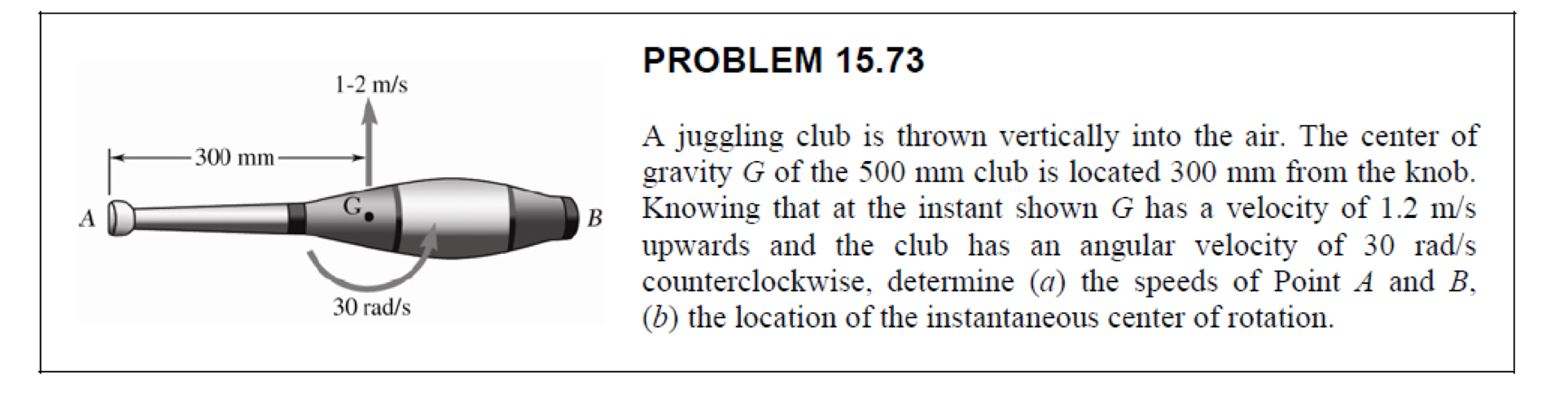 PROBLEM 1 5 . 7 3 \ table [ [ A juggling club is