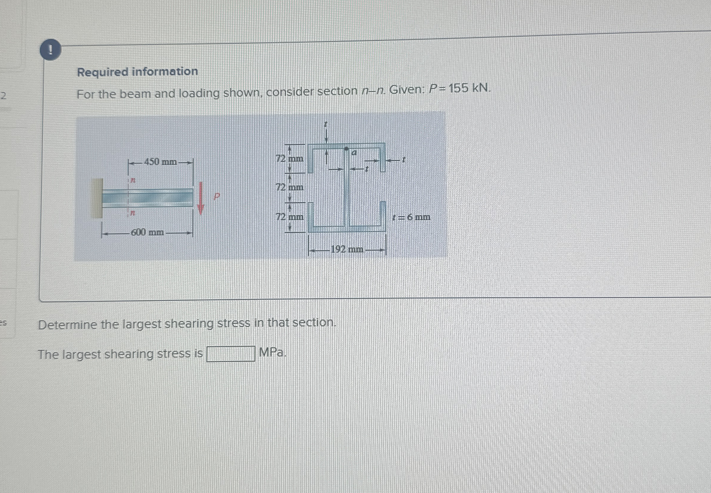 ! Required information For the beam and loading