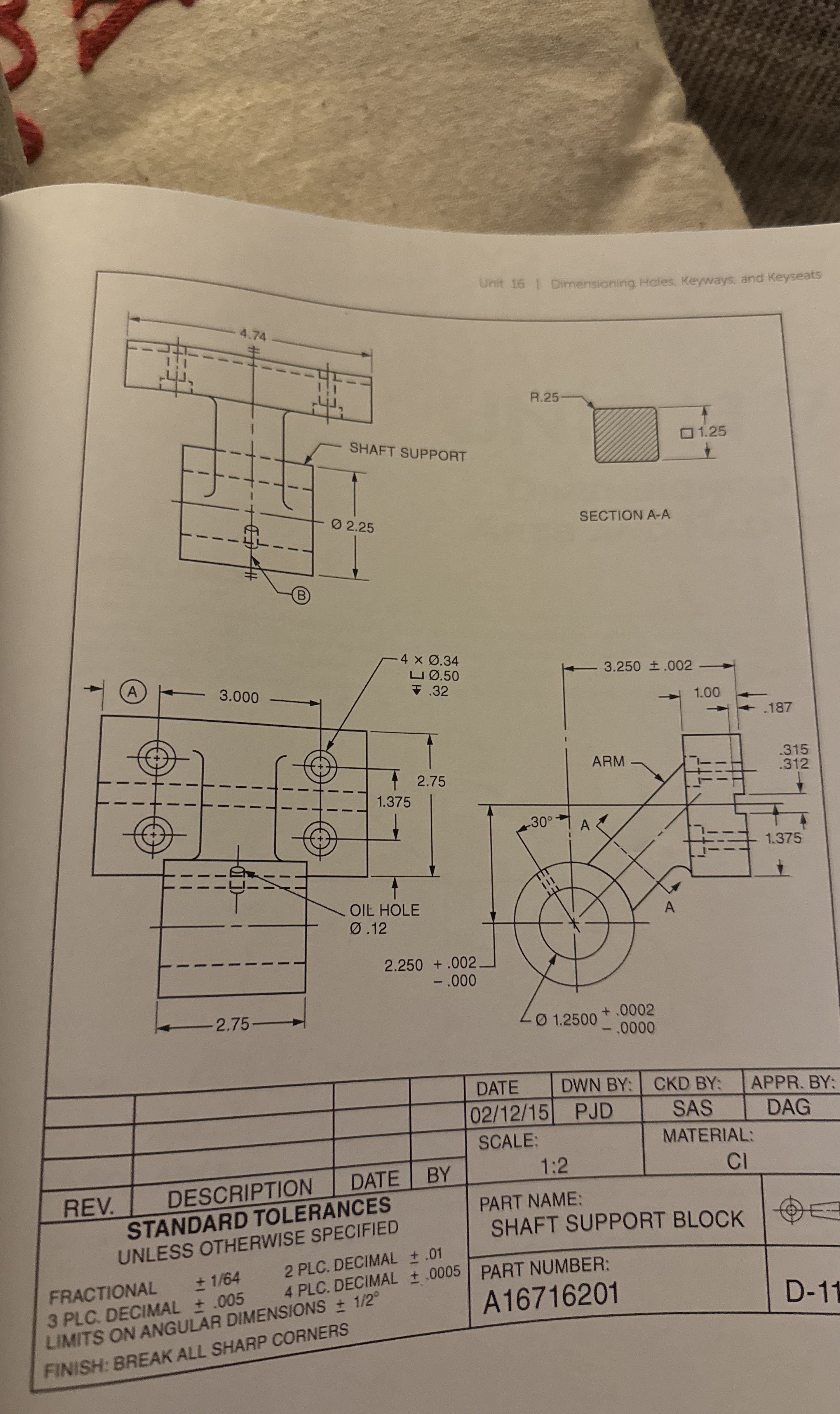 2 0 Print Reading for Machinists ASSIGNMENT D - 1
