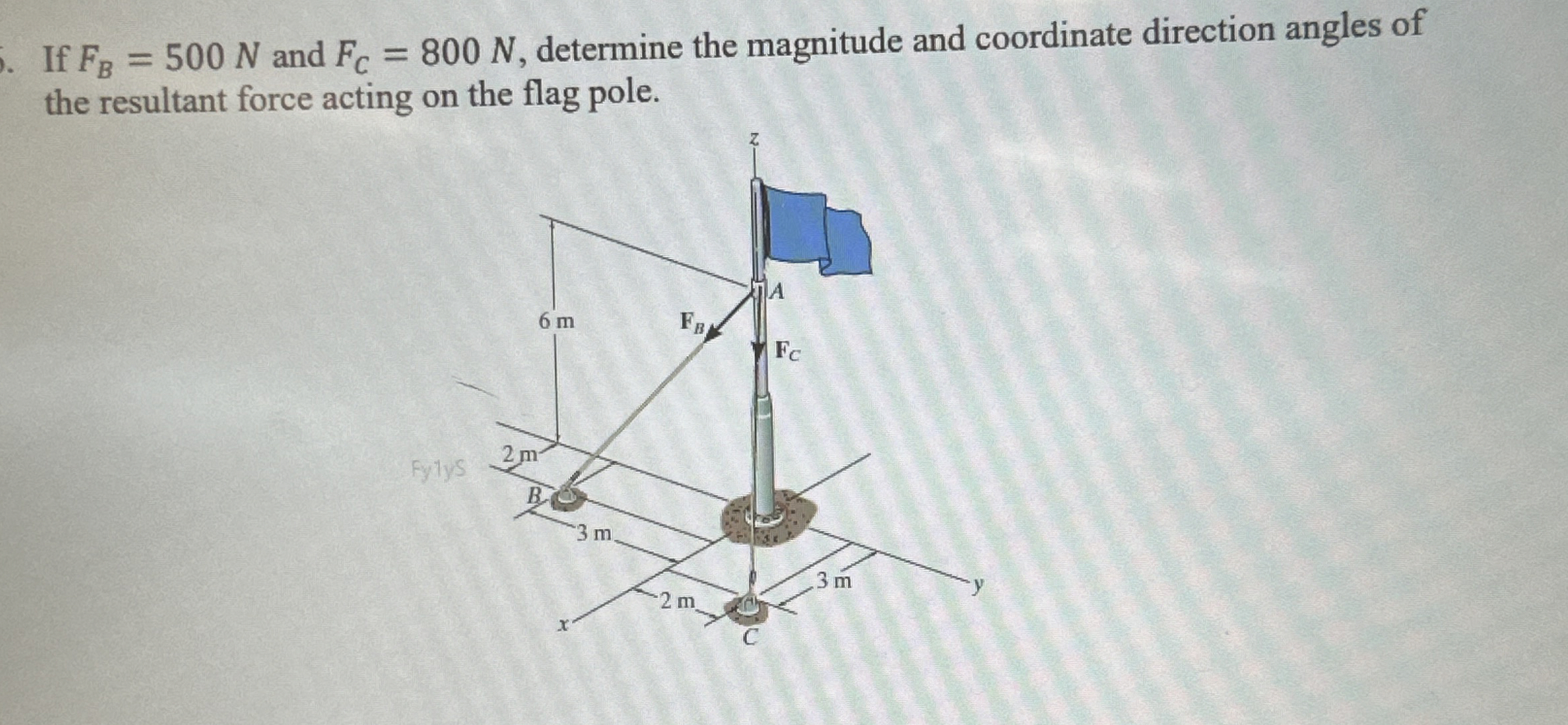 If F B = 5 0 0 N and F C = 8 0 0 N , determine