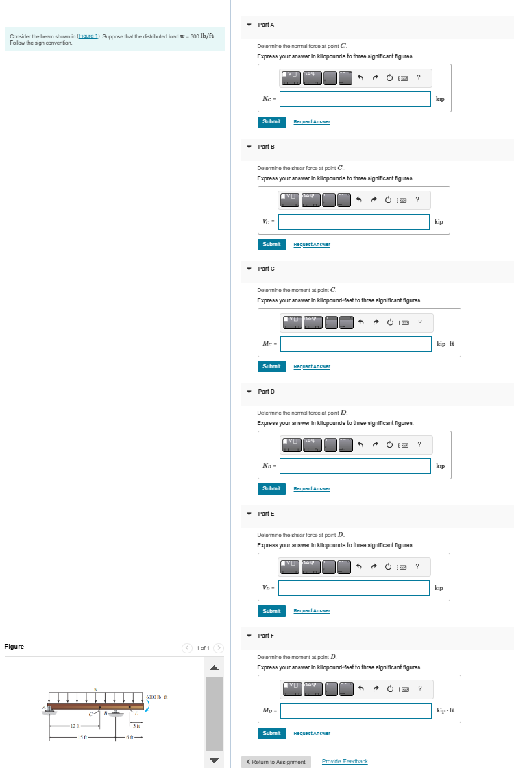Part A Determine the norrrsal force at point \ (