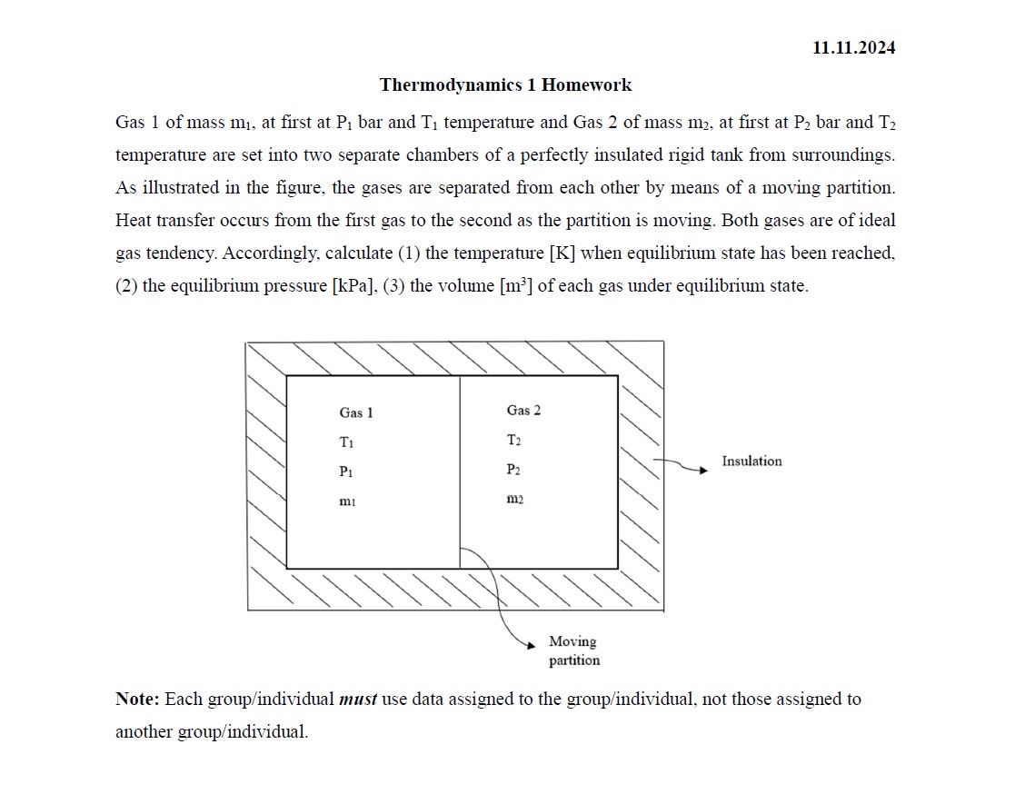 1 1 . 1 1 . 2 0 2 4 Thermodynamics 1 Homework Gas