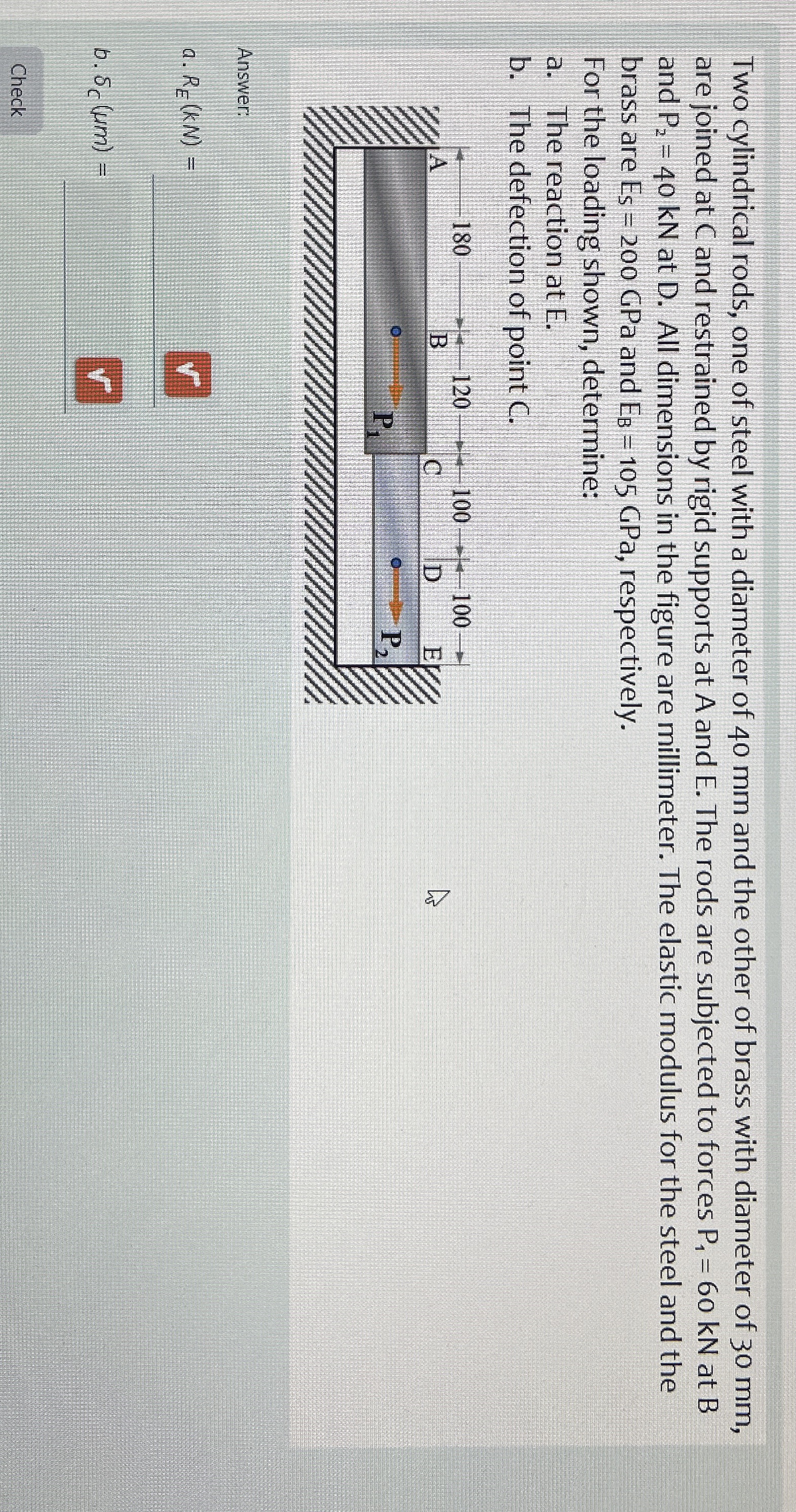 Two cylindrical rods, one of steel with a