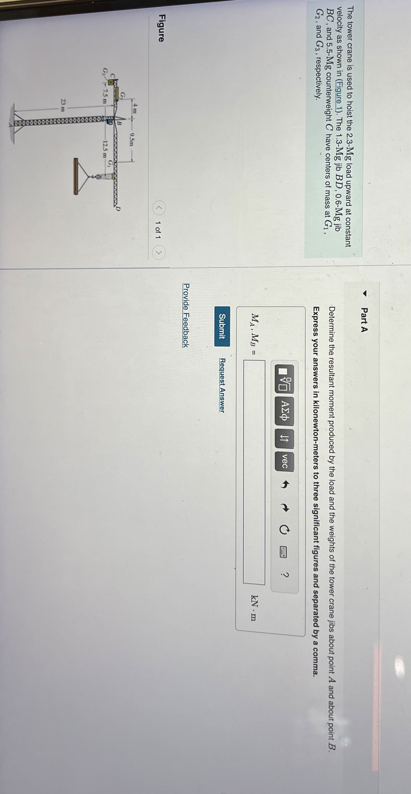 The tower crane is used to hoist the 2 . 3 - M g