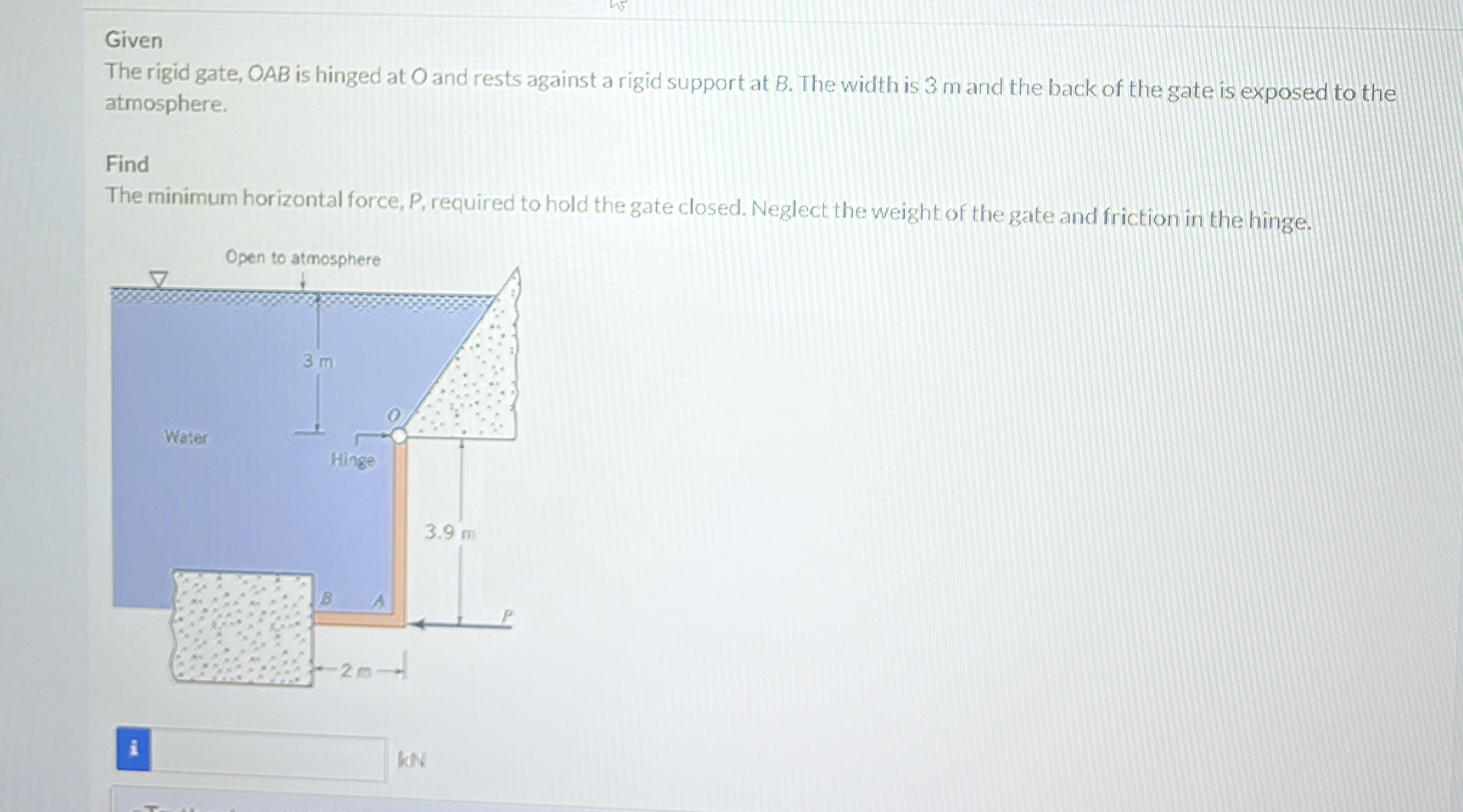Given The rigid gate, OAB is hinged at O and