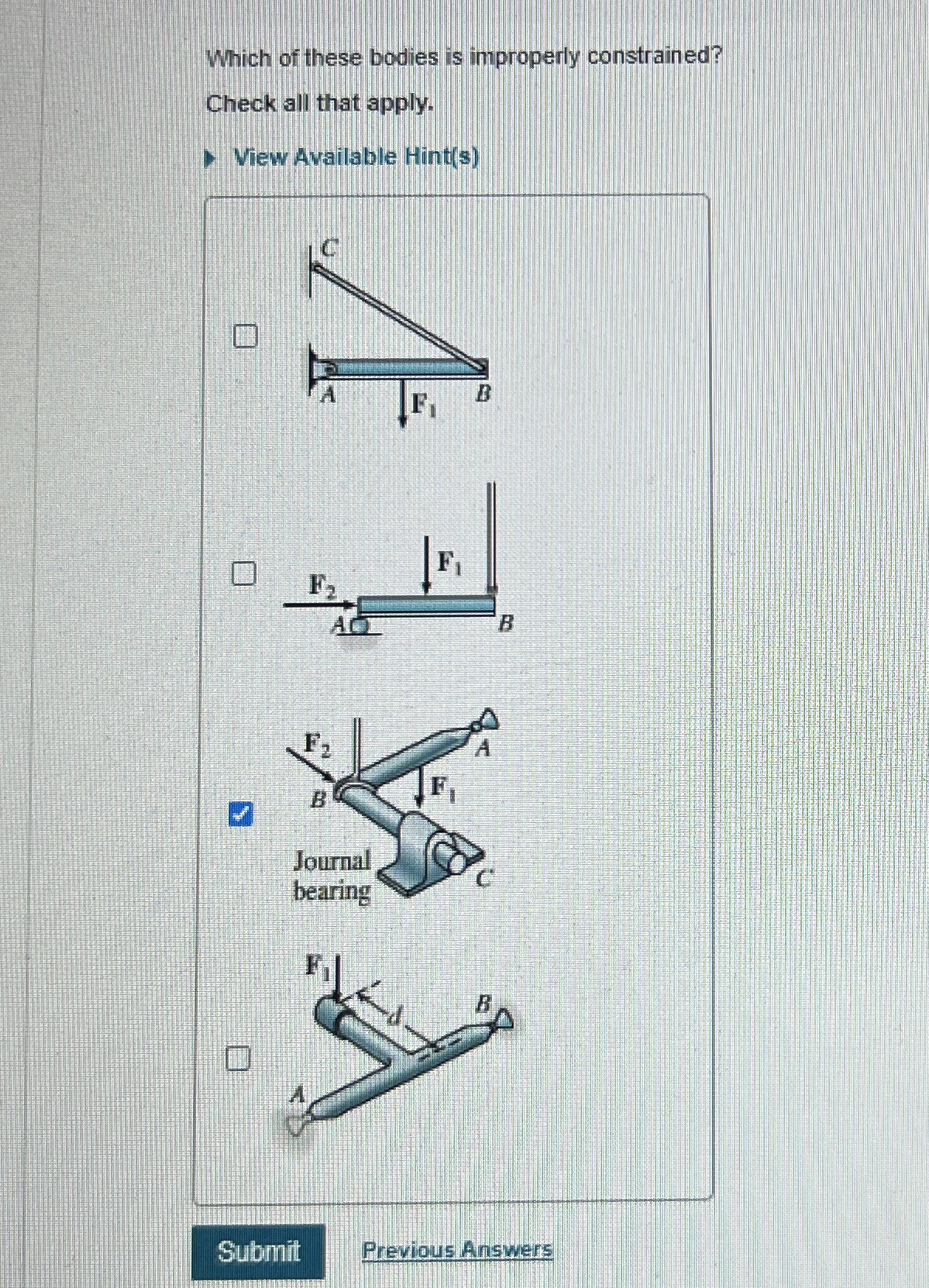 Which of these bodies is improperly constrained?