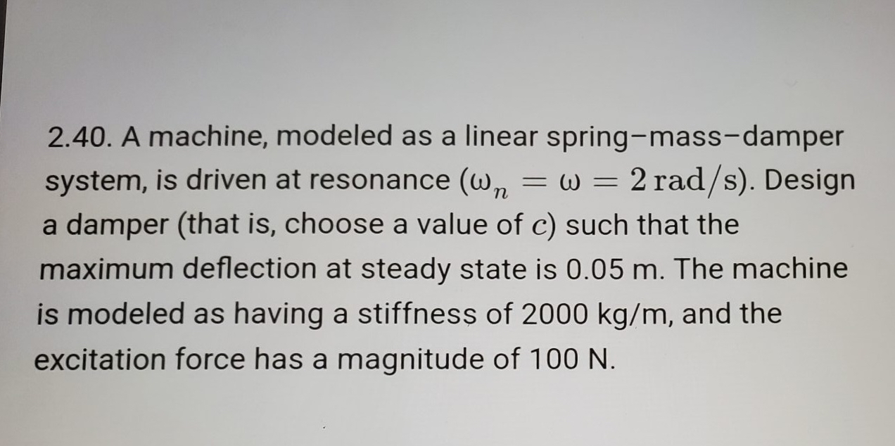 2 . 4 0 . A machine, modeled as a linear spring -