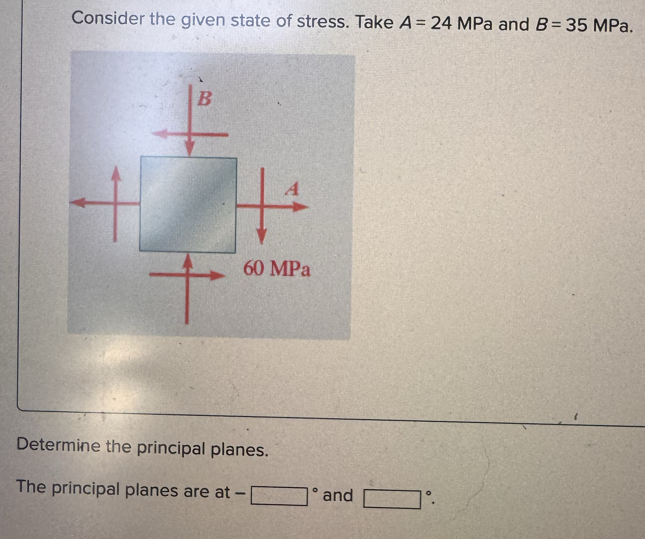 Consider the given state of stress. Take A = 2 4