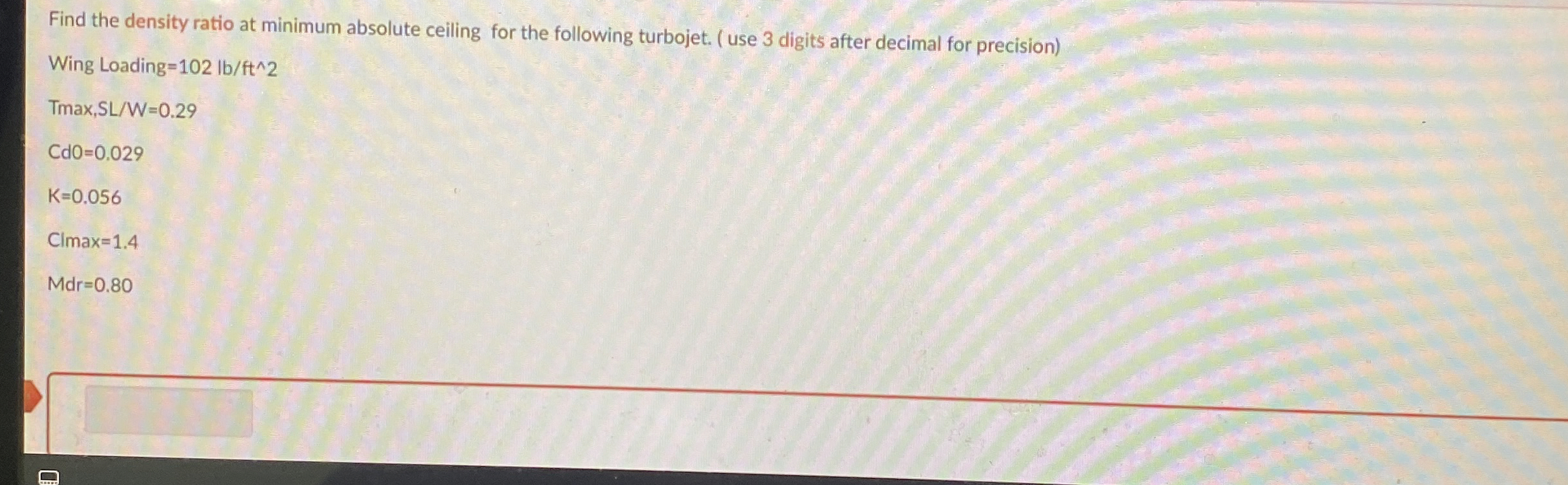 Find the density ratio at minimum absolute
