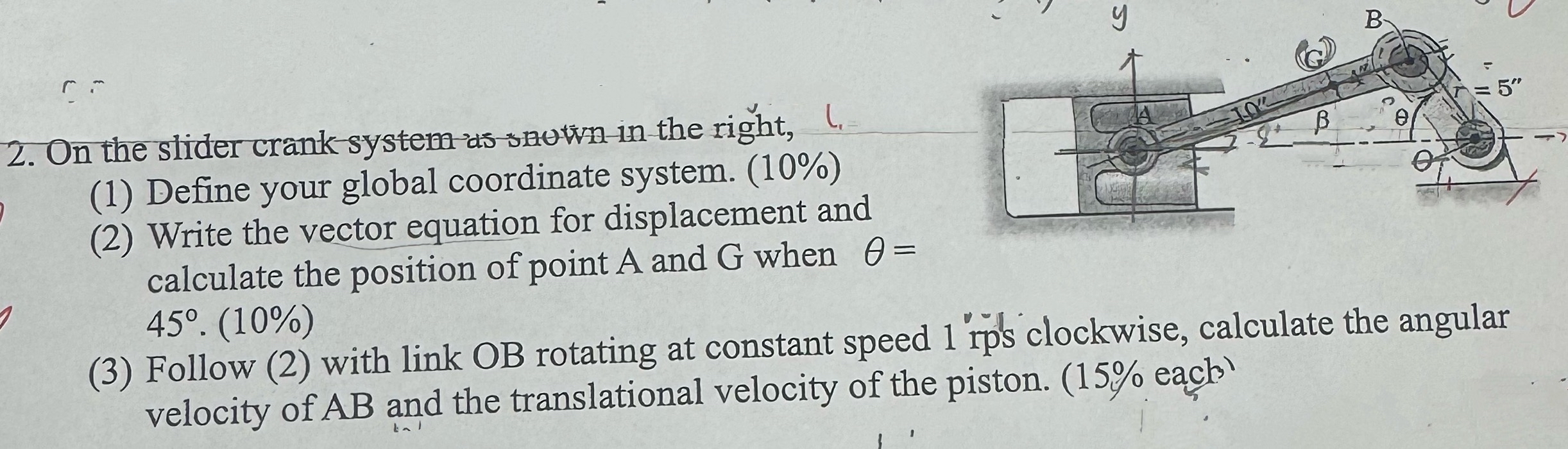 On the slider crank system ds suwn in the right,