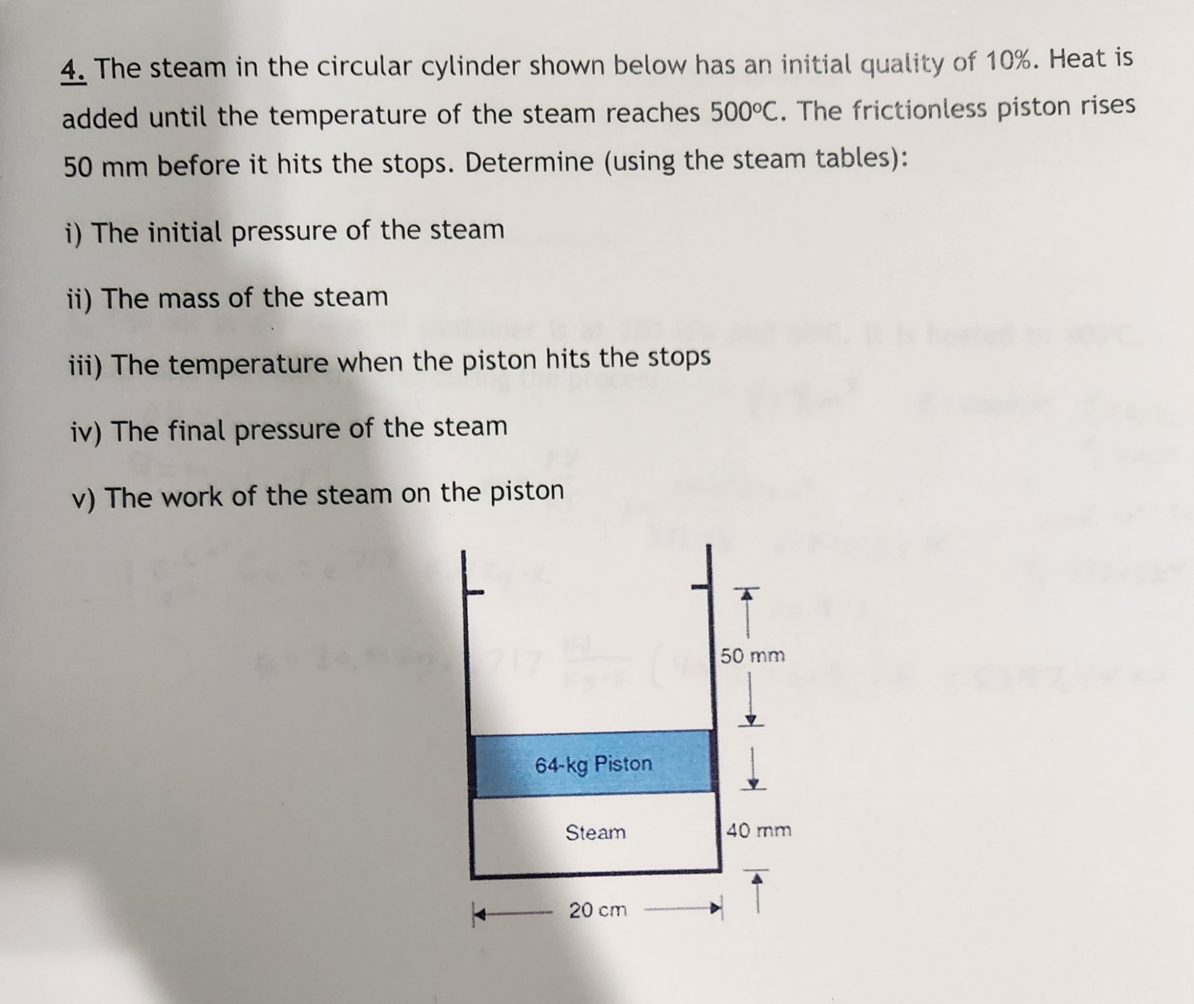 The steam in the circular cylinder shown below