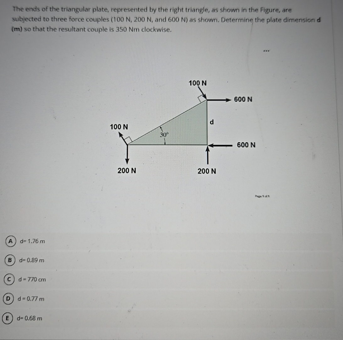 The ends of the triangular plate, represented by