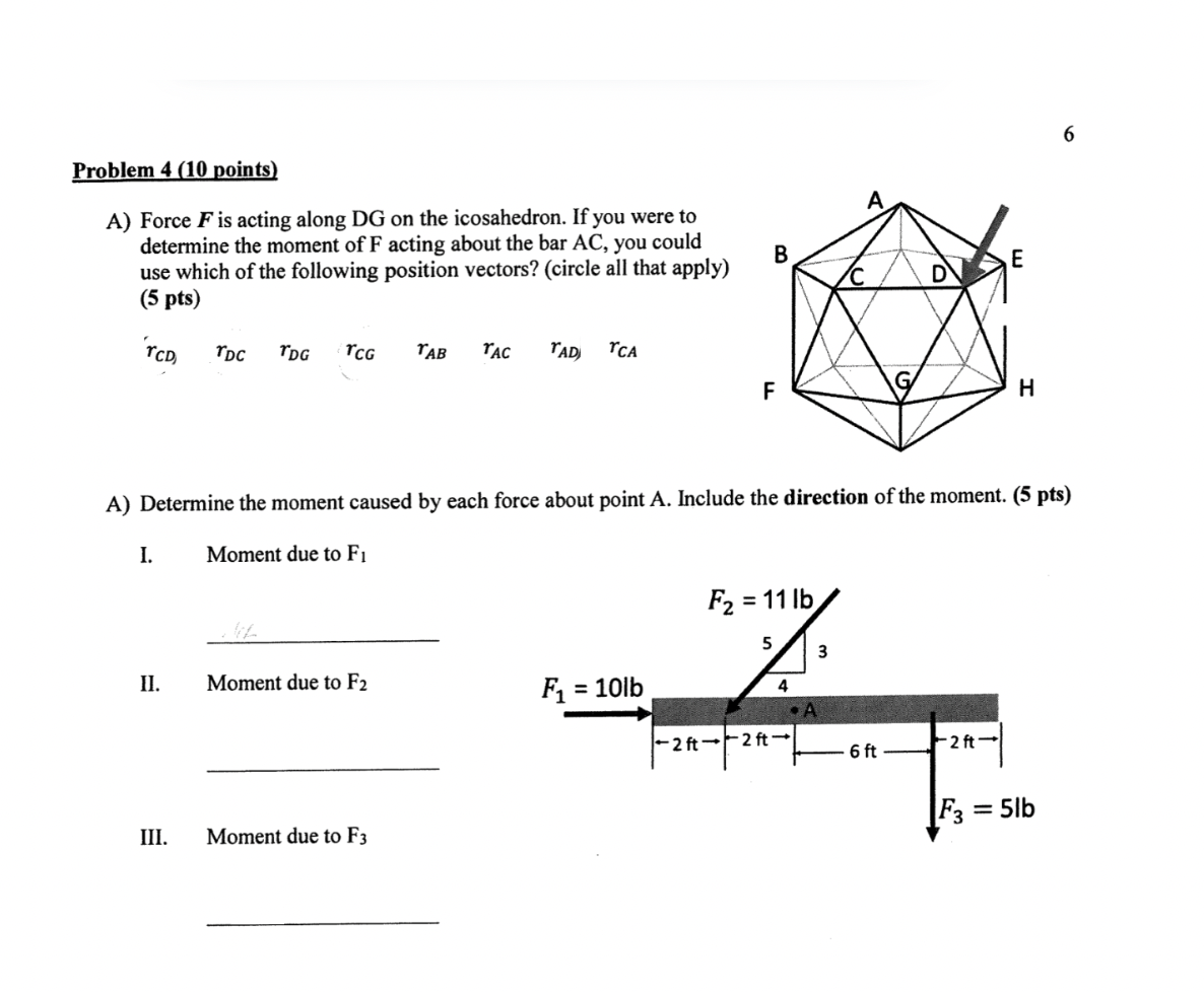 Problem 4 ( 1 0 points ) A ) Force F is acting